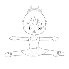Cute blonde ballerina black and white clipart