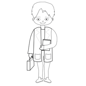 Cartoon blond doctor black and white clipart