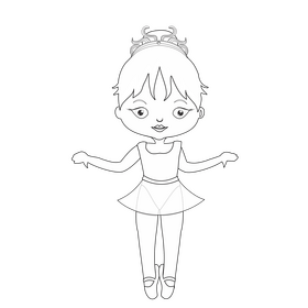 Young blonde ballerina dancing black and white clipart