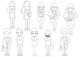 Cartoon doctors black and white vector