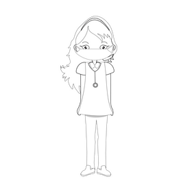 Doctor in uniform illustration black and white clipart