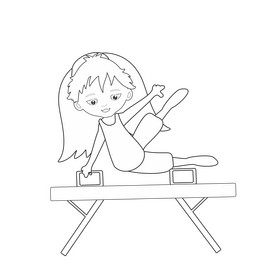 Female gymnast black and white clipart