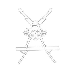 Free doing gymnastics black and white clipart