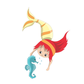 Mermaid with seahorse illustration clipart