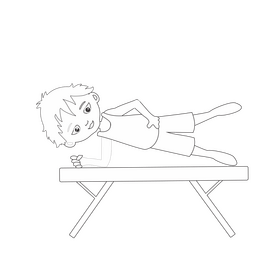 Little boy gymnastics black and white clipart