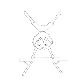 Athlete doing gymnastics black and white clipart