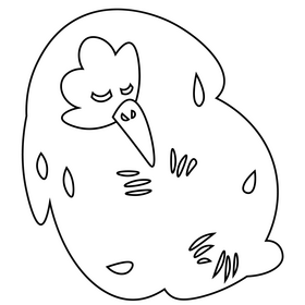 Echidna sleeping black and white clipart
