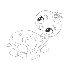 Tortoise looking back black and white clipart