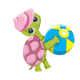 Turtle playing with a ball clipart