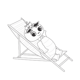 Turtle sunbathing on the beach black and white clipart