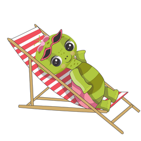 Turtle sunbathing on the beach clipart