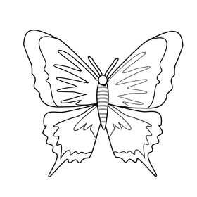 Beige butterfly drawing black and white clipart