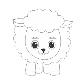 Cute baby sheep illustration black and white clipart