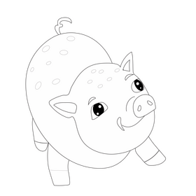 Baby piglet black and white clipart