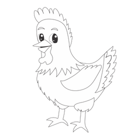 Cartoon chicken black and white clipart