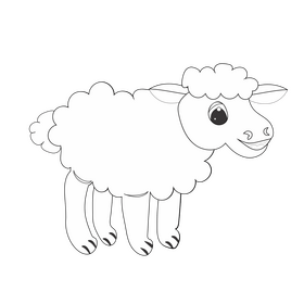 Baby sheep black and white clipart