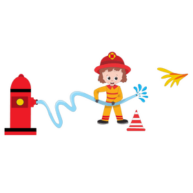 Firefighter with fire hose clipart