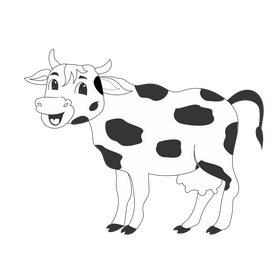 Baby cow black and white clipart
