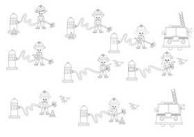 Firefighters black and white vector