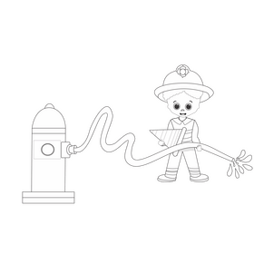 African American black firefighter black and white clipart