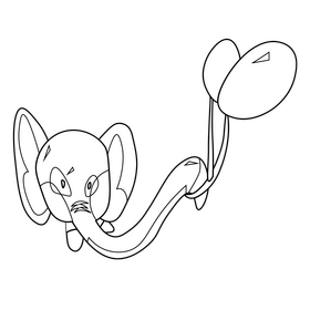 Elephant with balloons cartoon black and white clipart