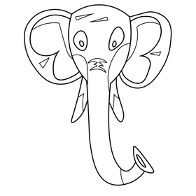 Elephant head black and white clipart