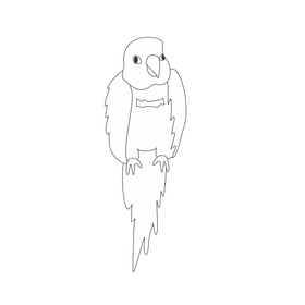 Parrot illustration black and white clipart