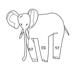 Elephant cartoon black and white clipart