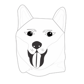 Cartoon akita dog black and white clipart
