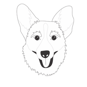 Free corgi dog black and white clipart