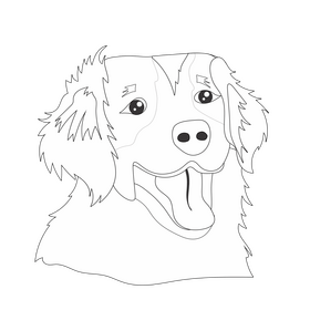 Golden retriever dog black and white clipart