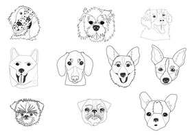 Dog heads black and white vector
