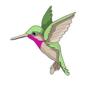Green hummingbird flying clipart