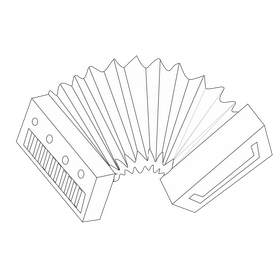 Accordion cartoon black and white clipart