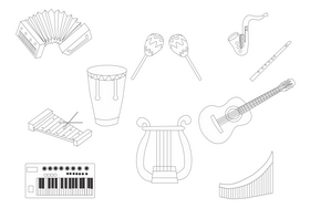 Free musical instruments black and white vector