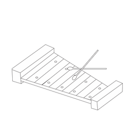 Xylophone musical instrument black and white clipart