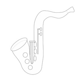 Saxophone drawing black and white clipart