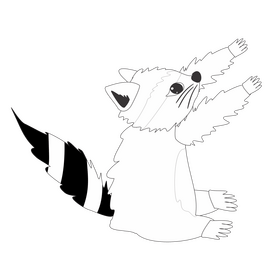 Cute baby raccoon animal black and white clipart