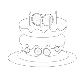 Lemon lime birthday cake black and white clipart