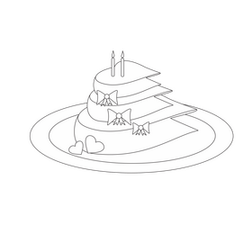 Love romantic heart birthday cake black and white clipart