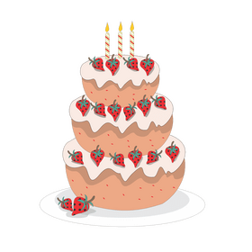3 tier strawberry birthday cake clipart