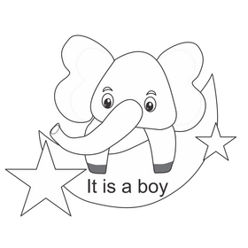 Cartoon elephant black and white clipart