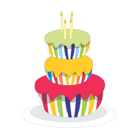 Rainbow birthday cake cartoon clipart