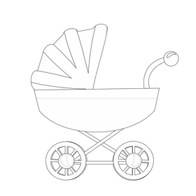 Baby carriage drawing black and white clipart