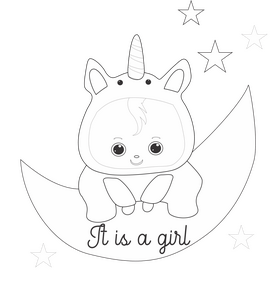 Cute baby unicorn dress black and white clipart