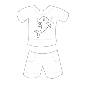 Boys t shirt and shorts black and white clipart