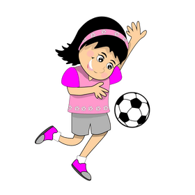 Dark haired girl playing soccer clipart