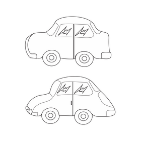 Cartoon cars black and white clipart