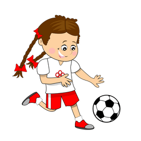 Braided girl playing football clipart