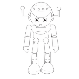 Free robot black and white clipart
